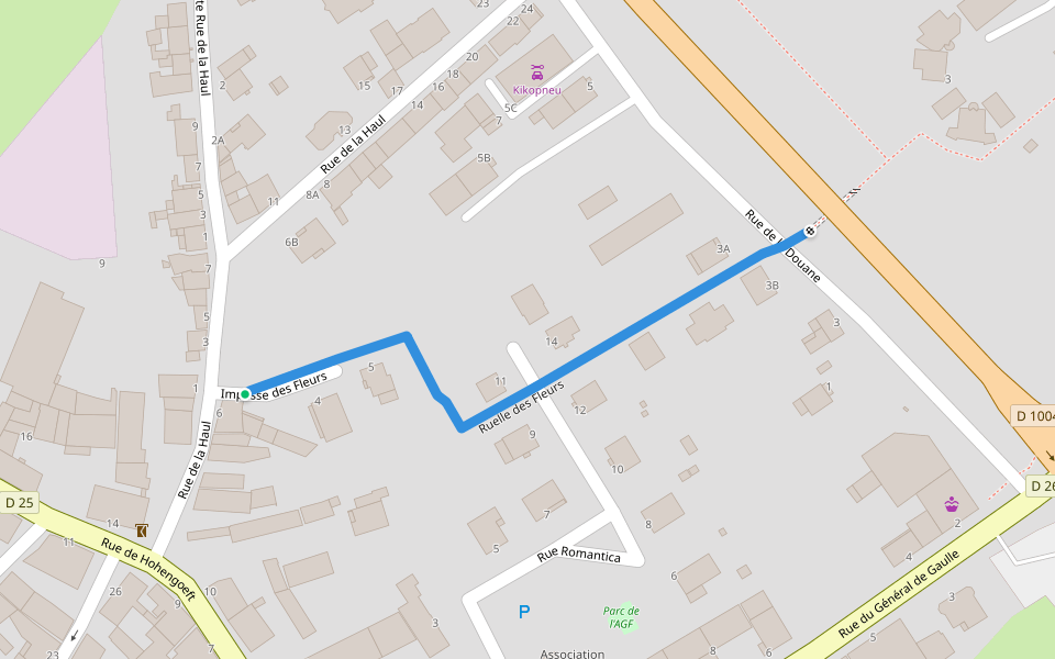 Ruelle des Fleurs walking route map in Wasselonne
