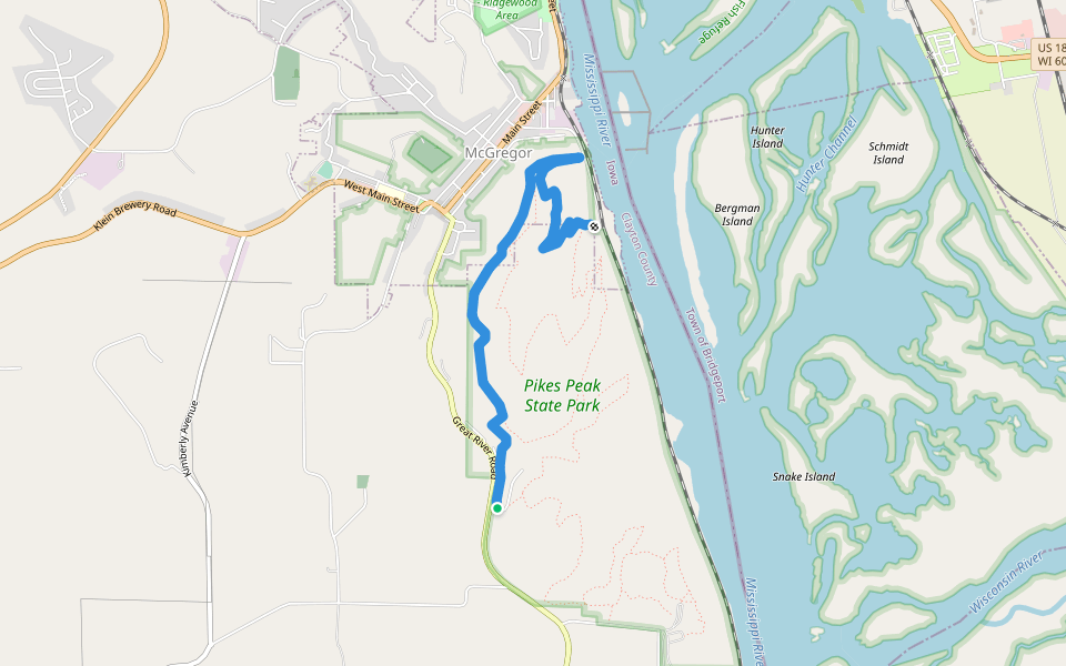 Point Ann Trail walking route map in McGregor