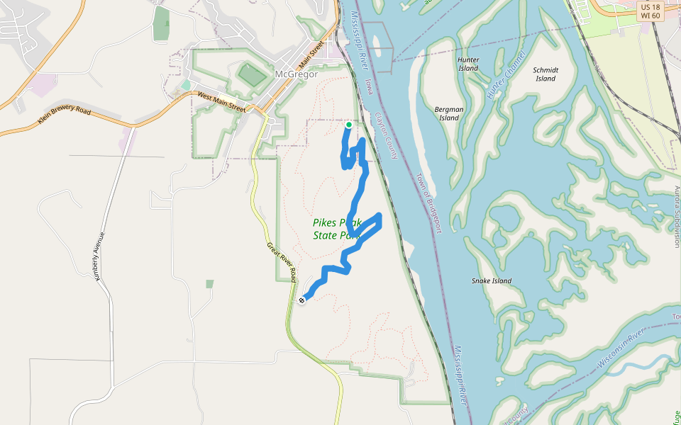 Chinquapin Ridge Trail walking route map in McGregor