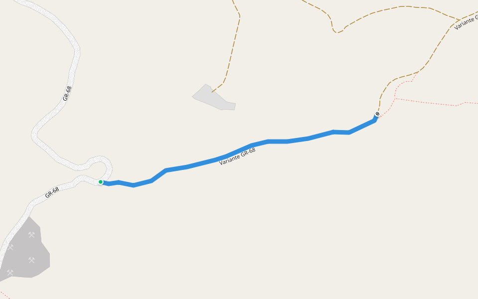 Variante GR-68 walking route map in Elche de la Sierra