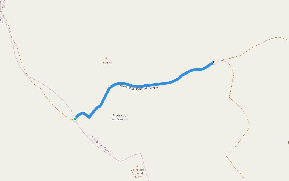 Verea de la Piedra los Conejos walking route map in Jerez del Marquesado