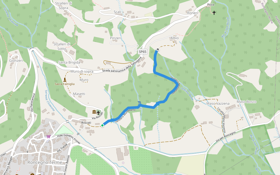 Sentiero Montebello walking route map in Roncegno