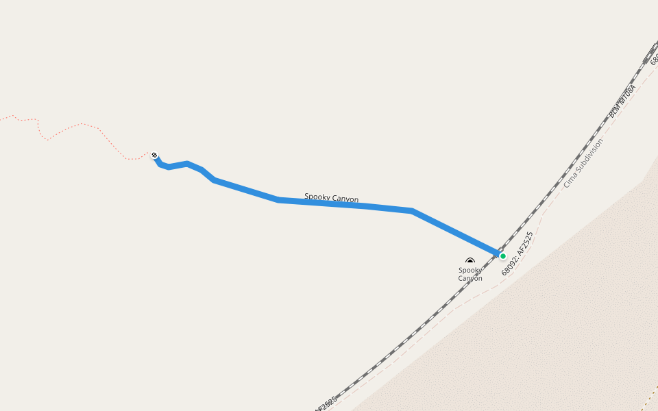 Spooky Canyon walking route map in Newberry Springs