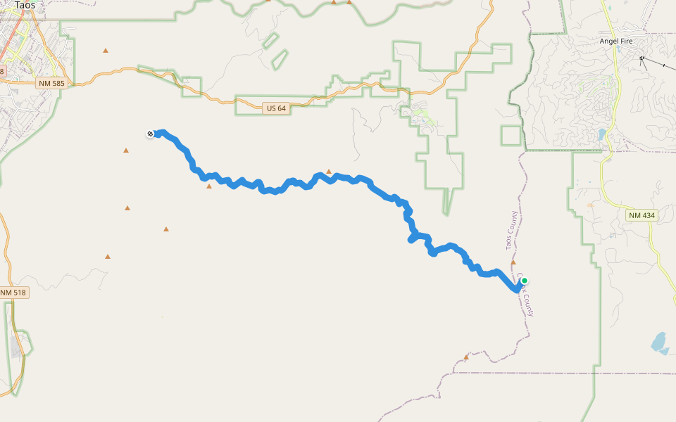 South Boundary walking route map in Taos