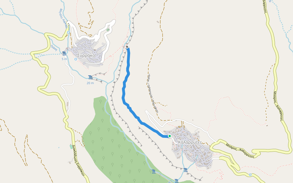 Καλαρρύτες - Συρράκο walking route map in Kalarites
