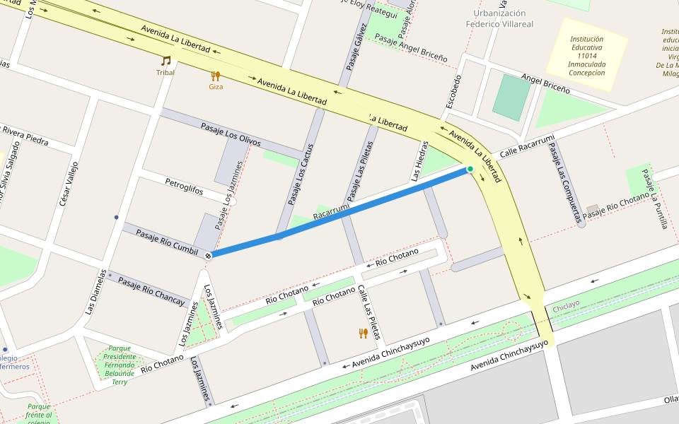 Racarrumi walking route map in Chiclayo