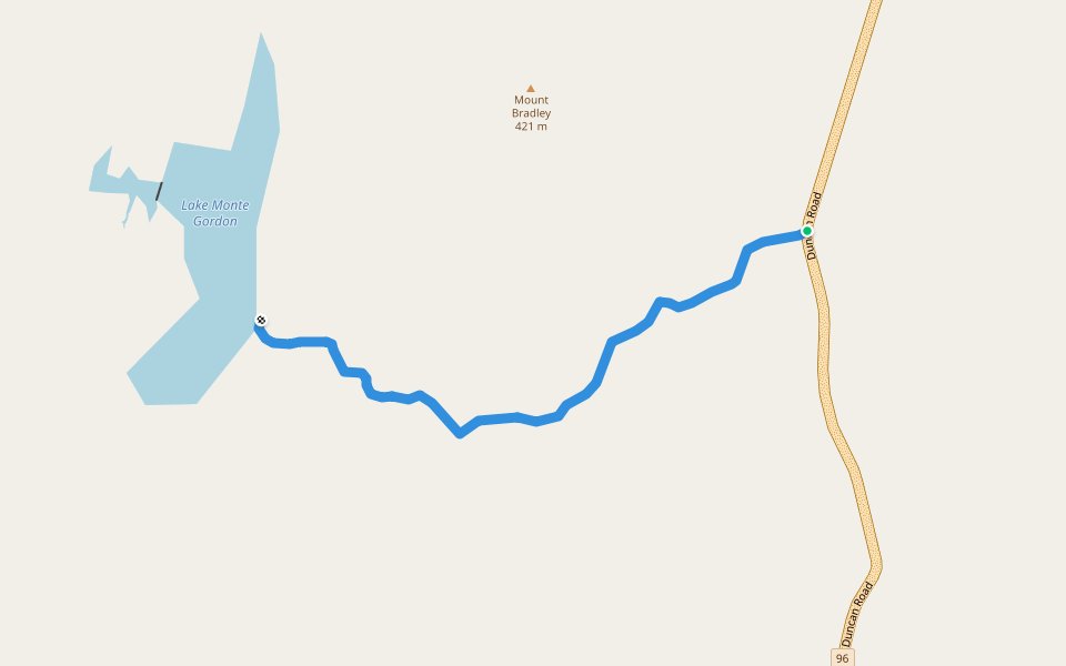 Lake Monte Gordon 4WD Track walking route map in Ord River