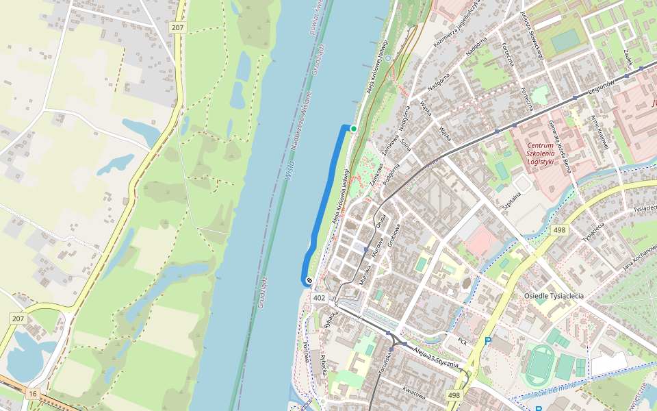 Błonia Nadwiślańskie walking route map in Grudziądz