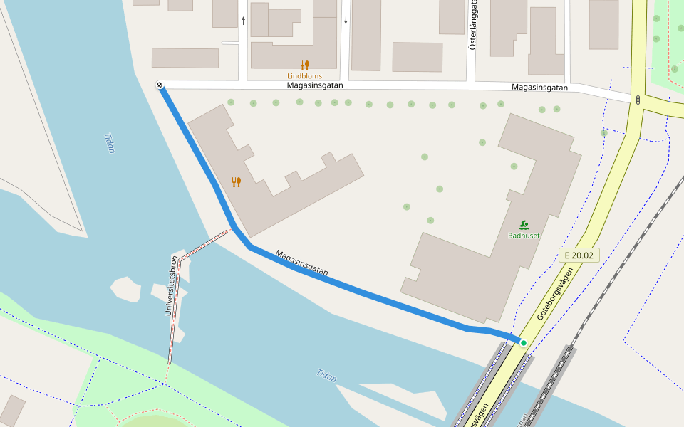 Magasinsgatan walking route map in Mariestad