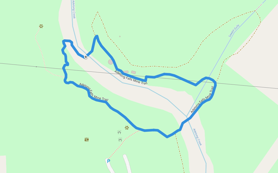 Adelong Falls Mine Trail walking route map in Adelong