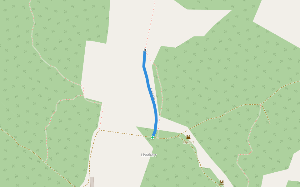 Lista kärr walking route map in Västerås