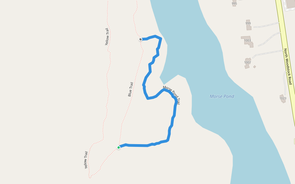 Morse Pond Trail walking route map in Southbridge