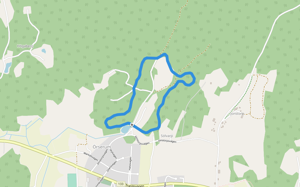 2,5 km elljus walking route map in Örserum