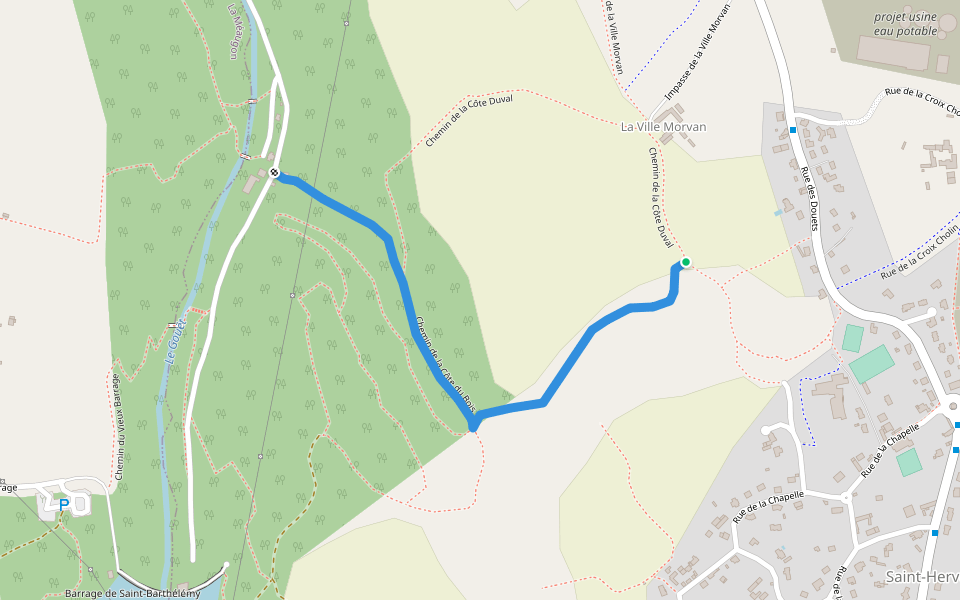 Chemin de la Côte du Bois walking route map in Ploufragan