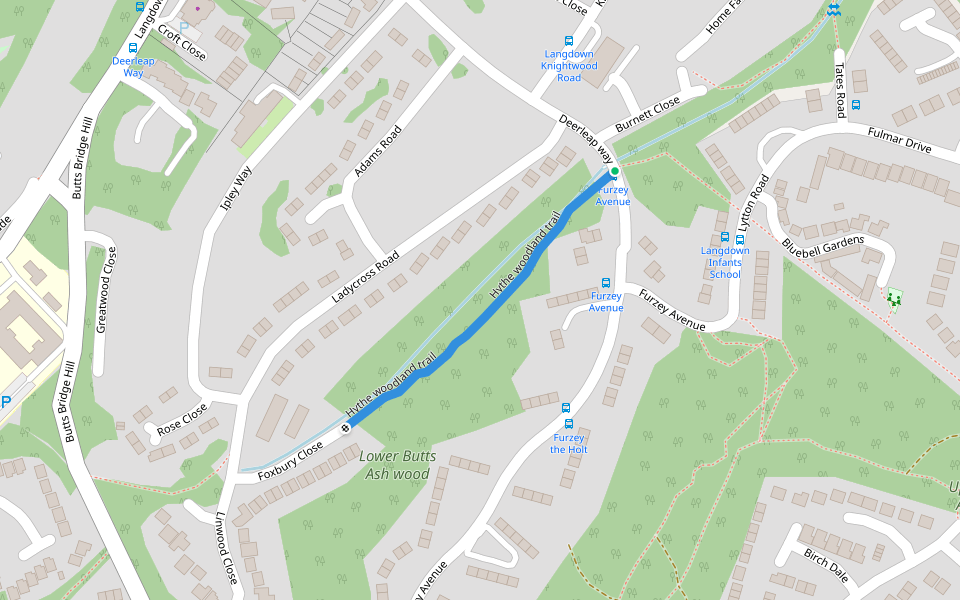 Hythe woodland trail walking route map in Hythe