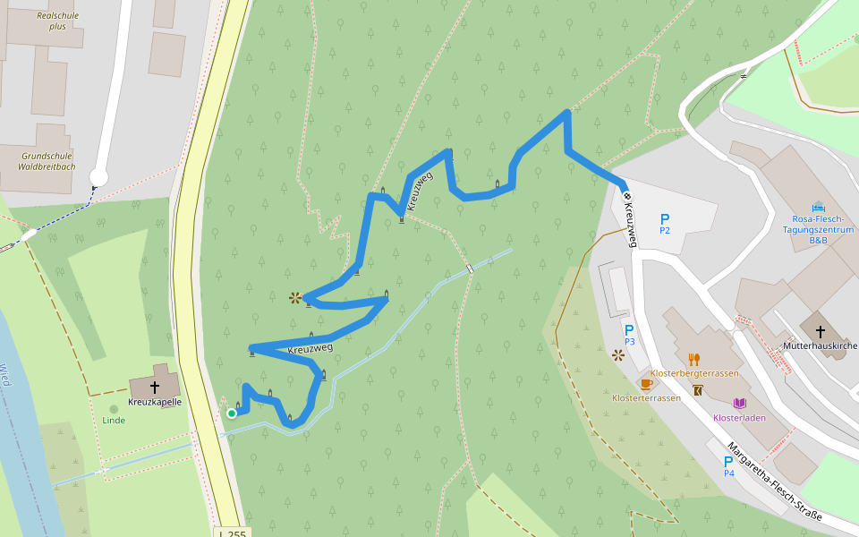 Kreuzweg walking route map in Waldbreitbach