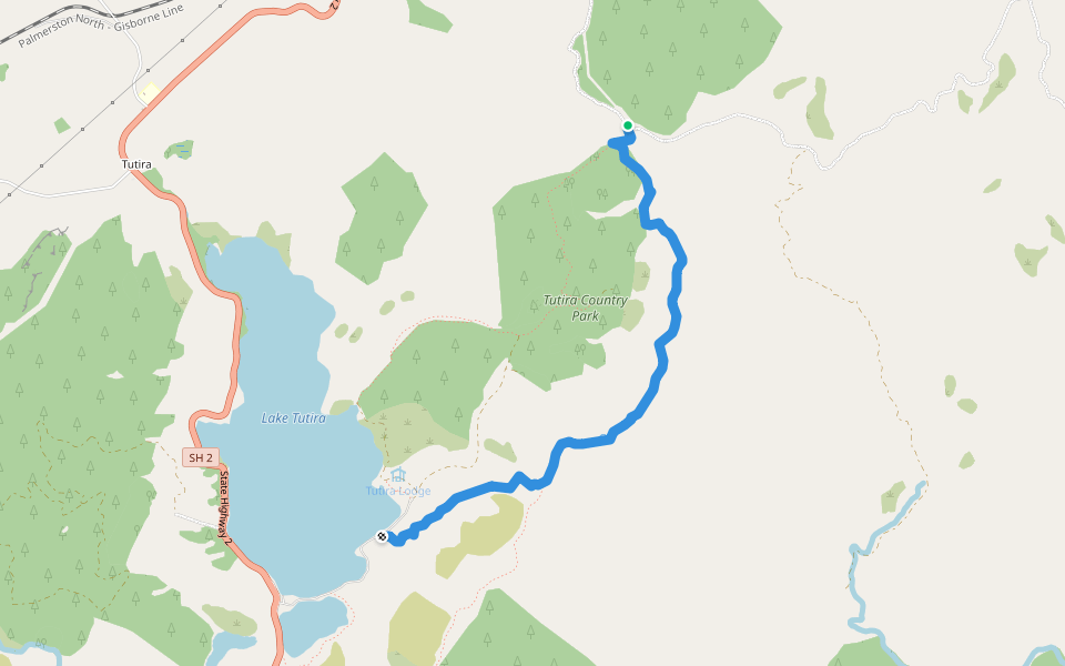 Lake Tutira Walkway walking route map in Tutira