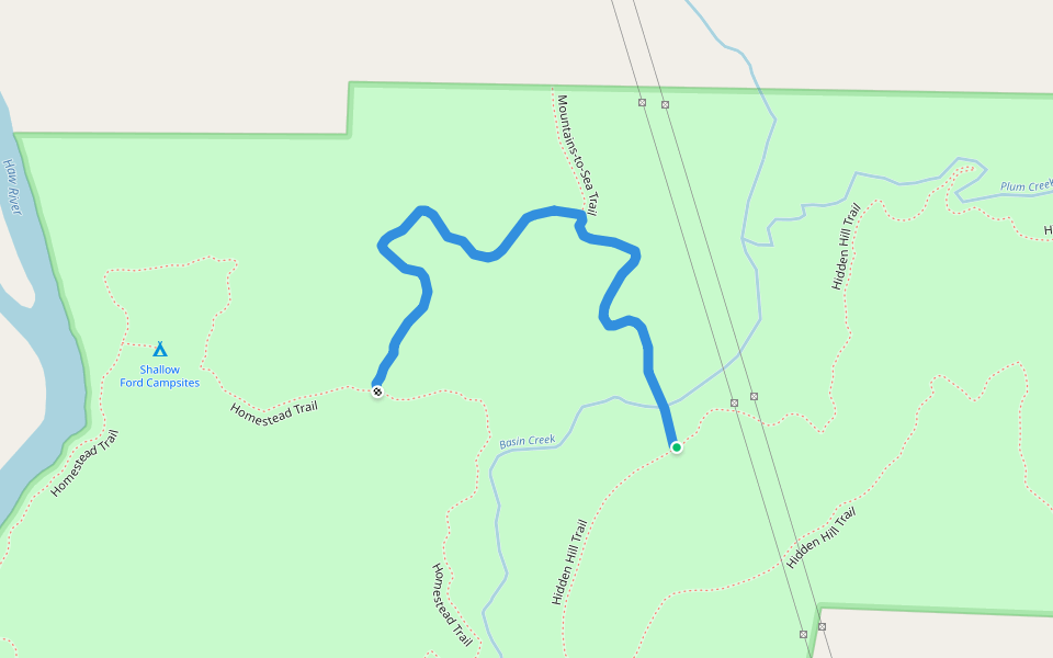 Shallow Ford Loop Trail walking route map in Burlington