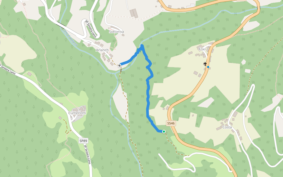 Arlanch-Corte walking route map in Costa