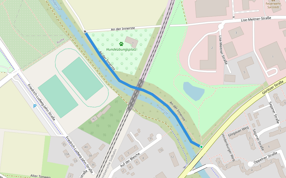 An der Innerste walking route map in Sarstedt