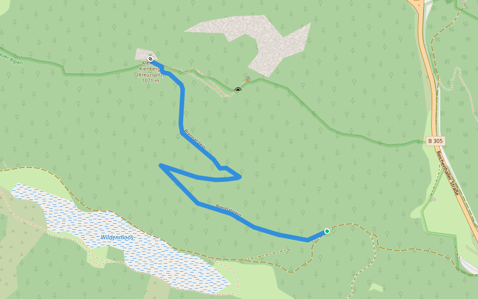 Brennatsteig walking route map in Inzell