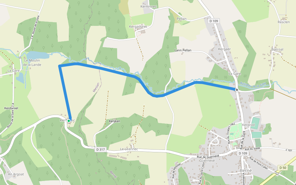 Voie Verte walking route map in Meslan