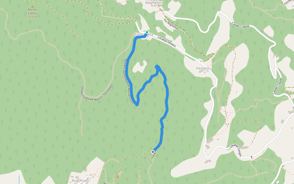 Sentiero da Formalaita alla via Crucis walking route map in Reghellini