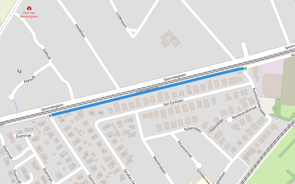 IJzerenwegpad walking route map in De Pinte