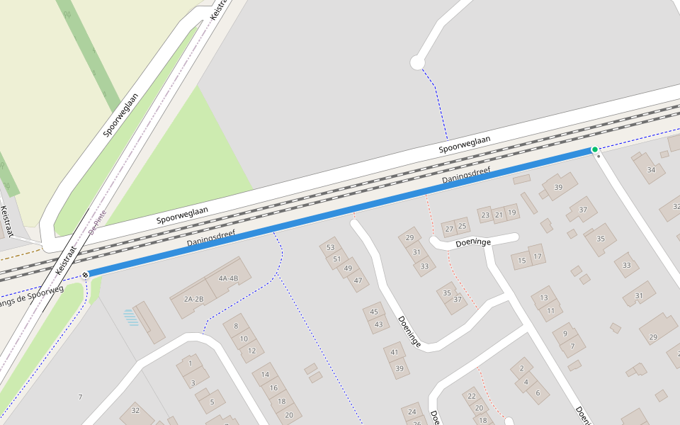Daningsdreef walking route map in De Pinte