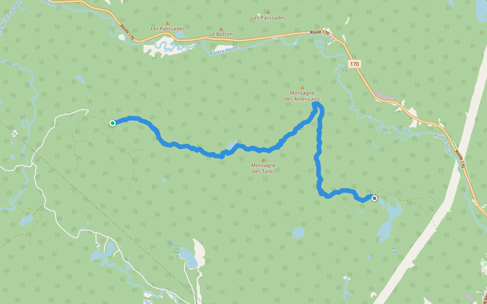 Sentier de l'Orignac Centre walking route map in La Malbaie