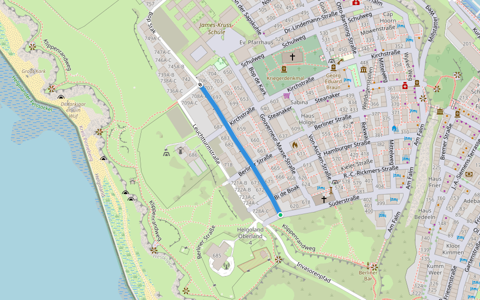 Bop Stak walking route map in Helgoland