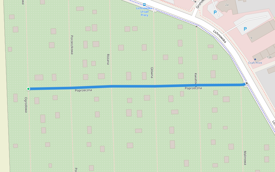 Poprzeczna walking route map in Chojnice