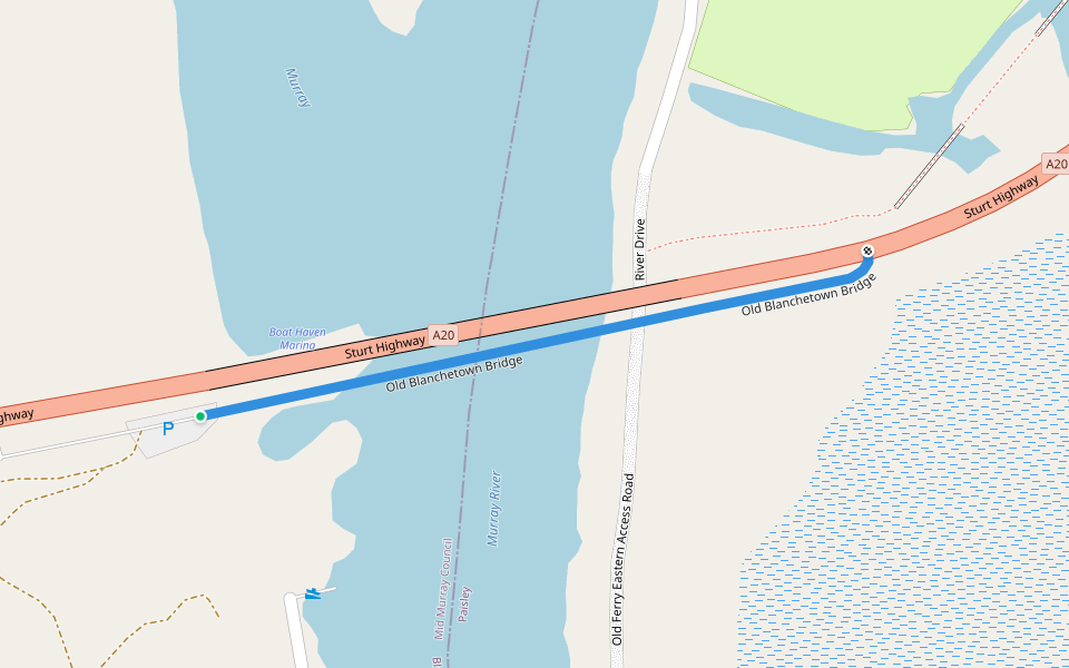 Old Blanchetown Bridge walking route map in Blanchetown