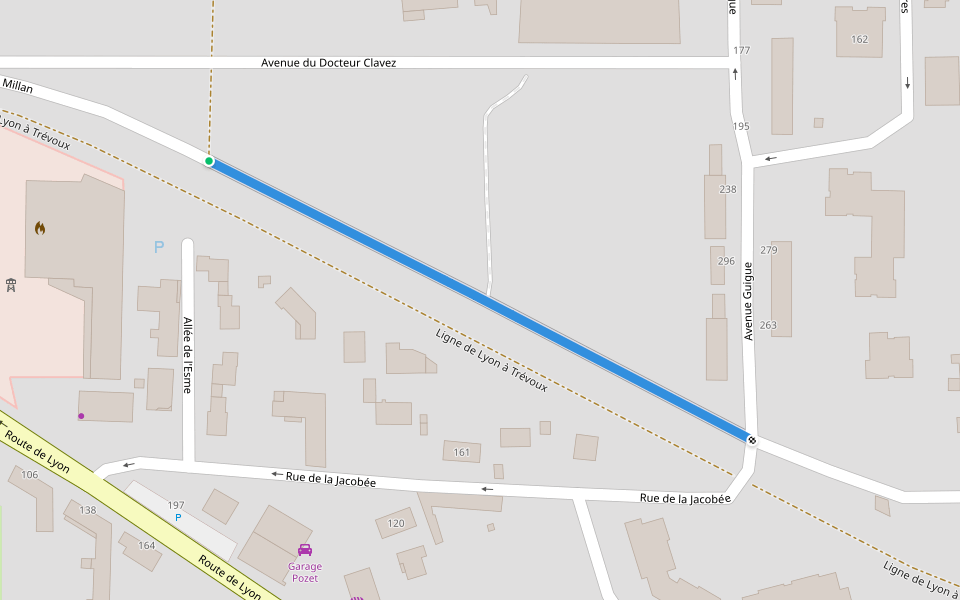 Allée Antoine Millan walking route map in Trévoux