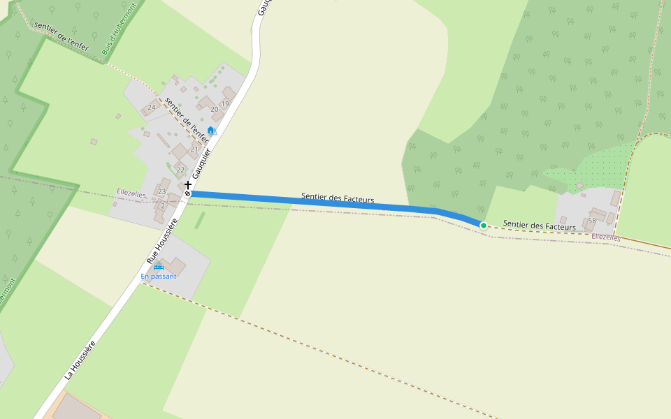 Sentier des Facteurs walking route map in Ellezelles