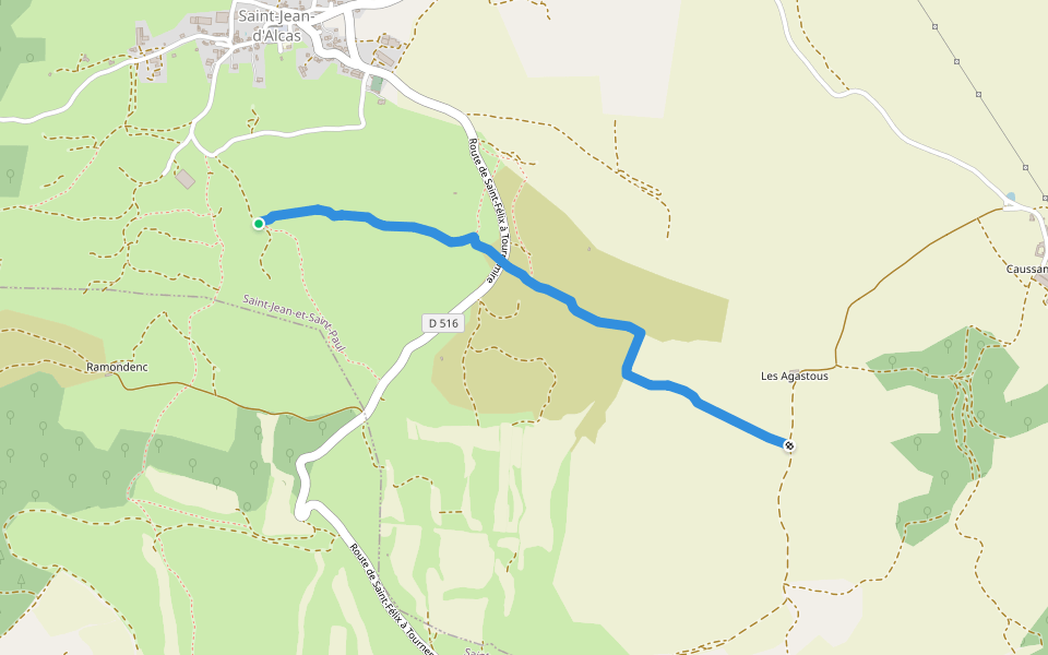 Sentier des Crètes walking route map in Saint-Jean-et-Saint-Paul
