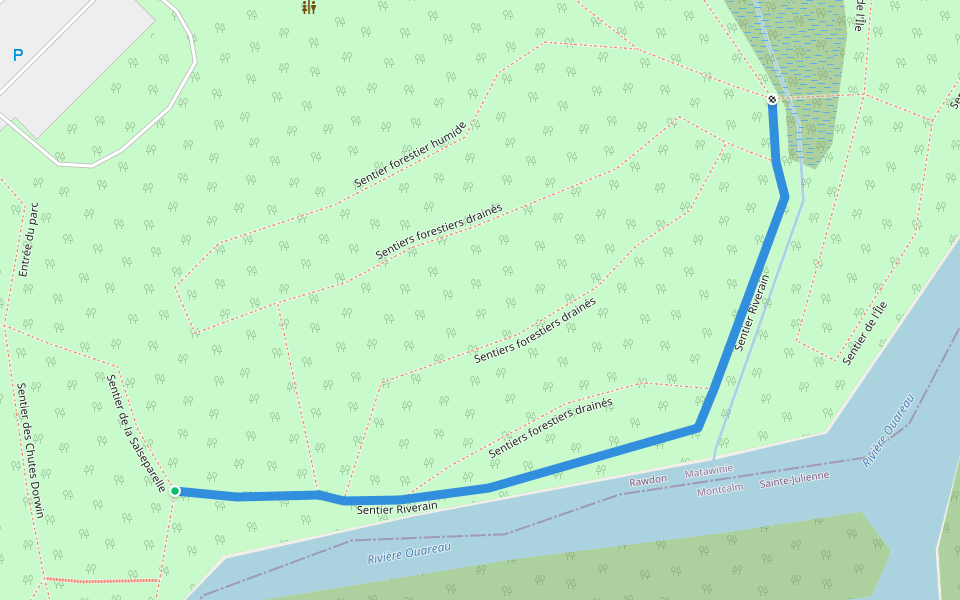 Sentier Riverain walking route map in Rawdon