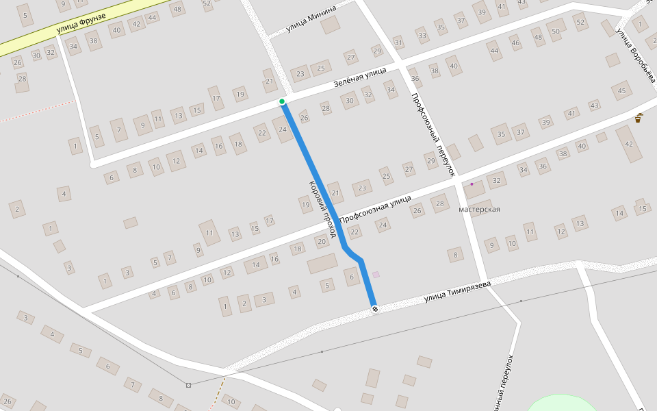 Коровий проход walking route map in Volodarsk