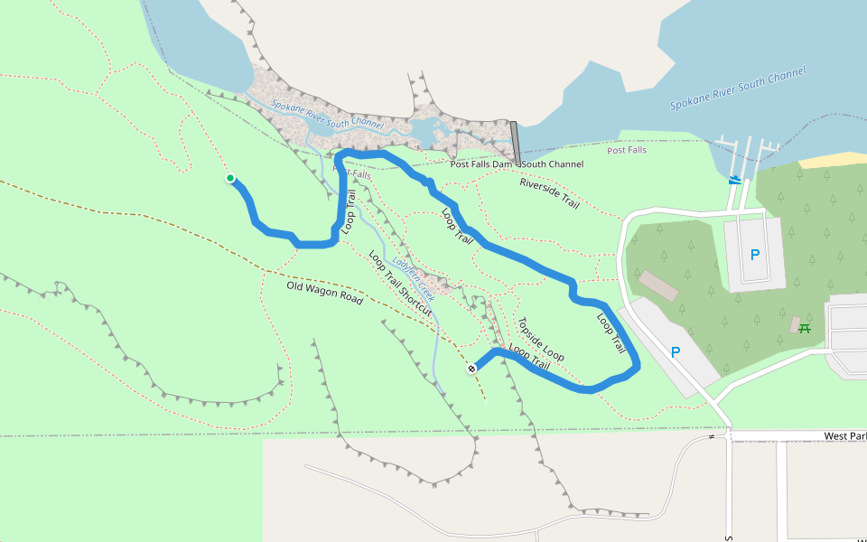 Loop Trail walking route map in Post Falls