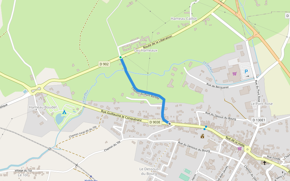 Chemin du Pont Barbey walking route map in Barneville-Carteret