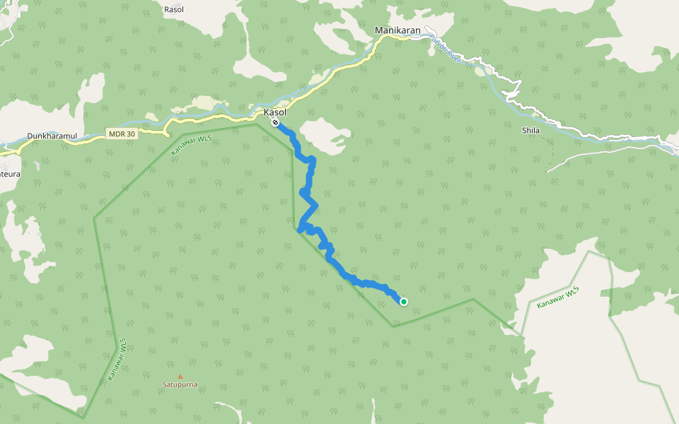 Kasol - Grahan Trail walking route map in Kasol