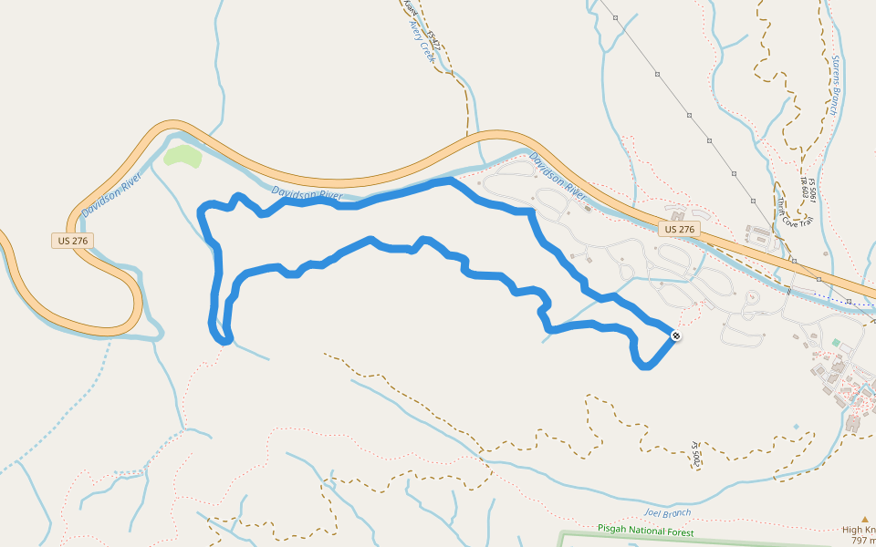 North Slope Trail walking route map in Pisgah Forest