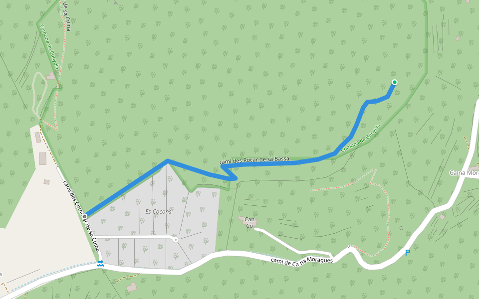 camí des Rocar de sa Bassa walking route map in Bunyola