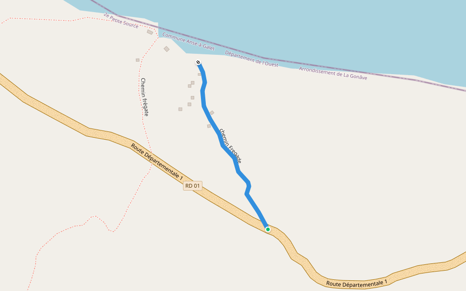 chemin Fregade walking route map in Montrouis