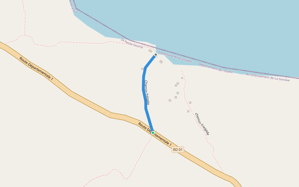 Chemin frégate walking route map in Montrouis