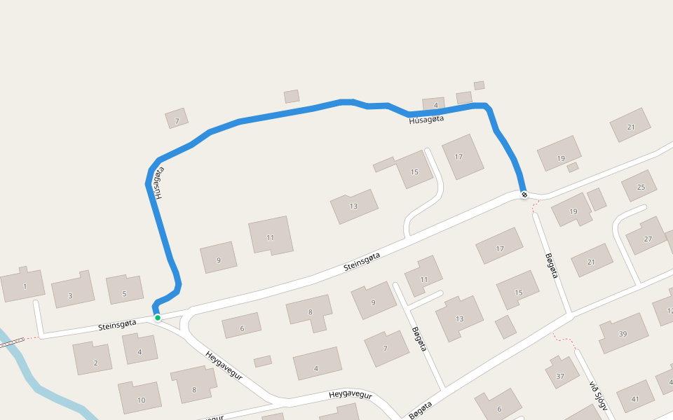 Húsagøta walking route map in Haldarsvík