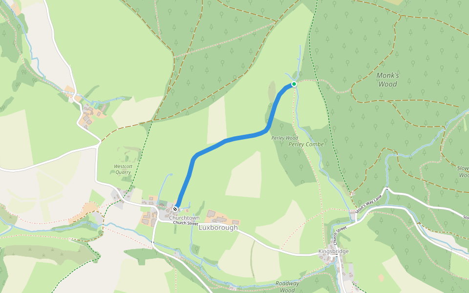 Perley Lane walking route map in Luxborough