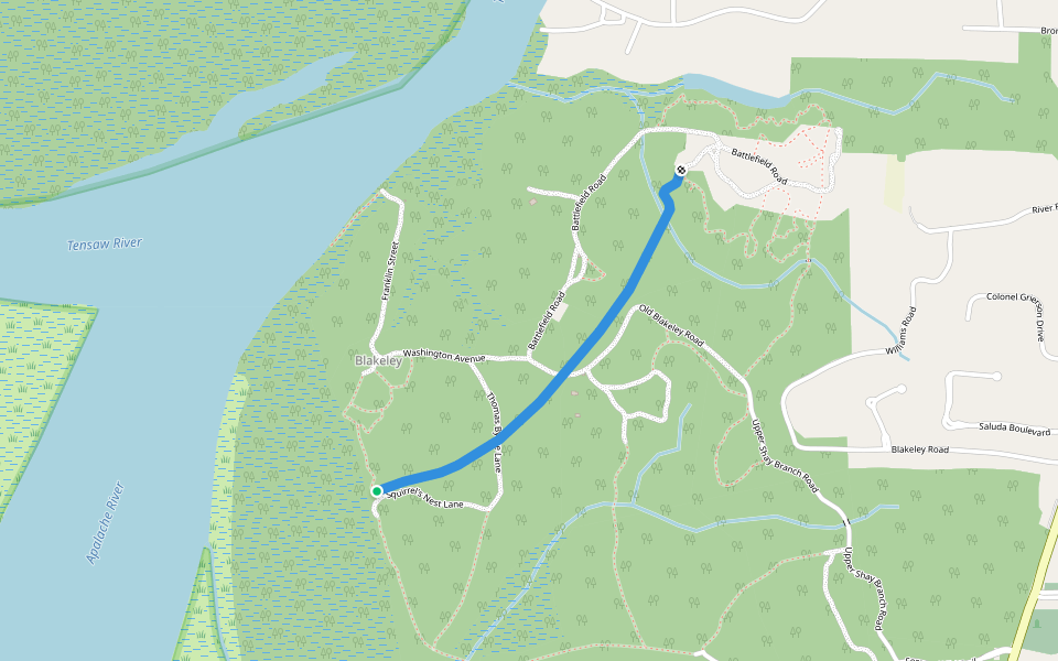 Confederate Breastworks Trail walking route map in Spanish Fort