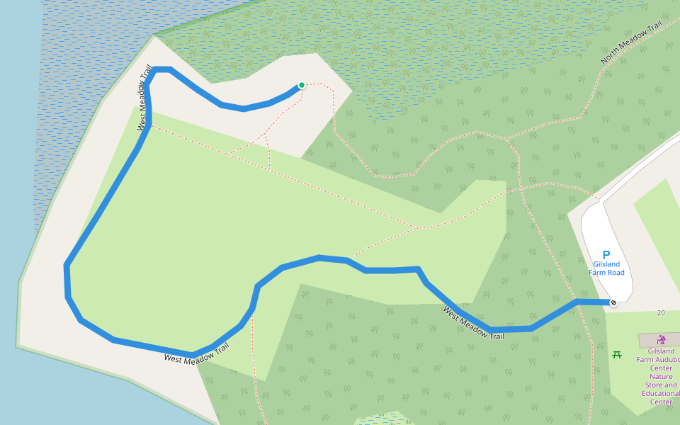 West Meadow Trail walking route map in Falmouth