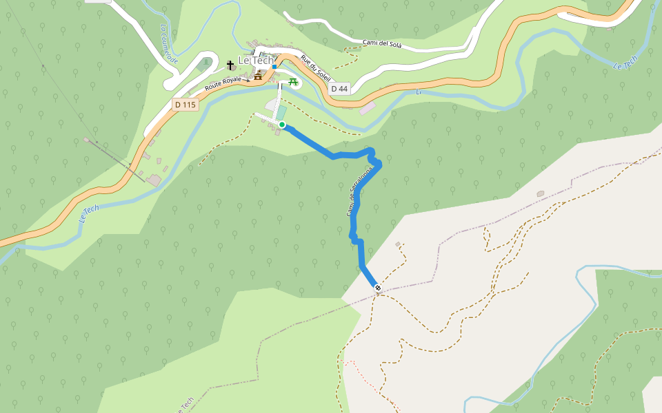 Cami de Serralonga walking route map in Le Tech